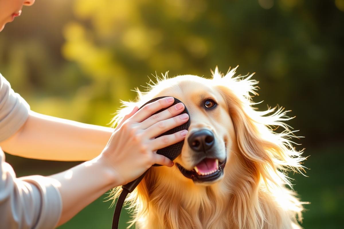 Brushing a golden retriever, properly